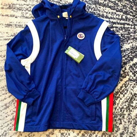 gucci technical jersey jacket blue|gucci jackets for men.